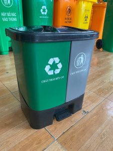 Thùng rác 2 ngăn phân loại rác an toàn bảo vệ môi trường
